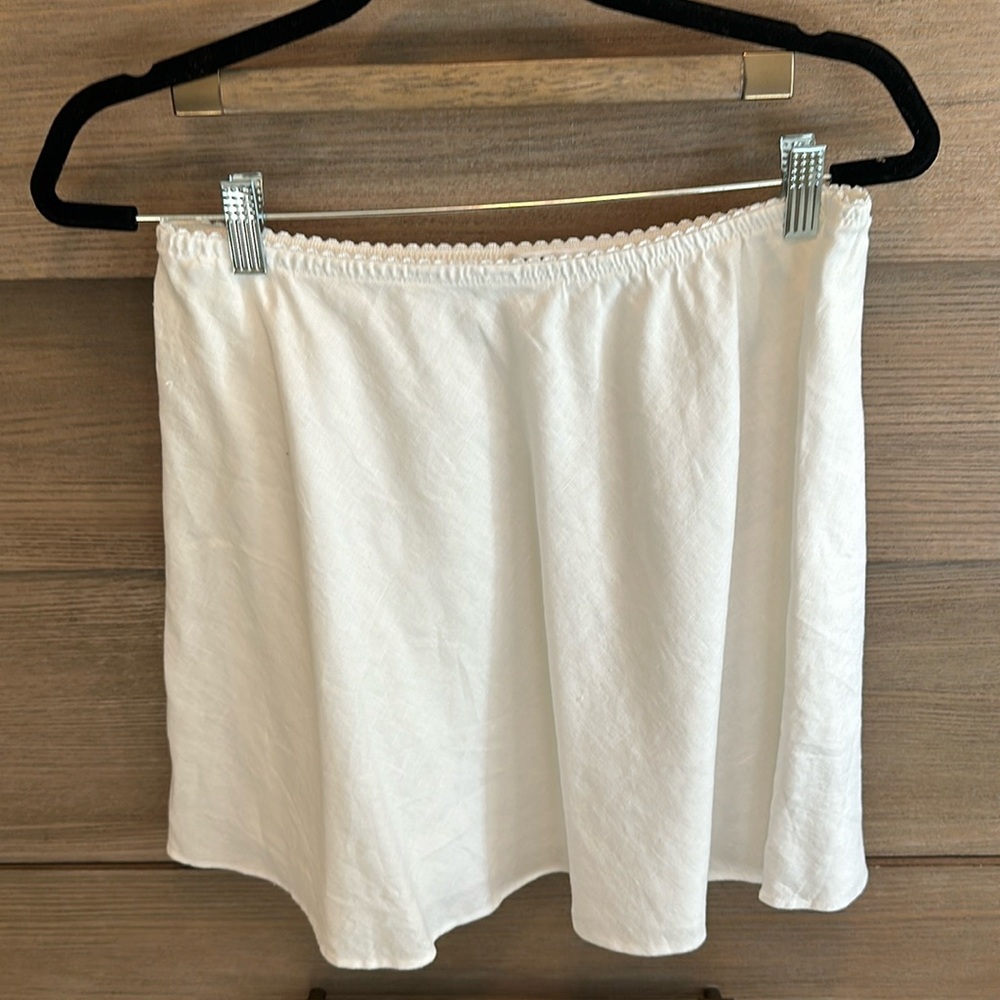 Reformation white linen mini skirt